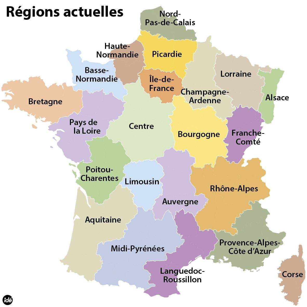 Le 22 Regions De La France pour Les 22 Régions De France Métropolitaine