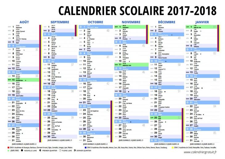 Le Calendrier Scolaire 2017-2018 À Imprimer – Bdm concernant Imprimer Un Calendrier 2017