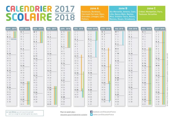 Le Calendrier Scolaire 2017-2018 À Imprimer – Bdm tout Imprimer Un Calendrier 2017