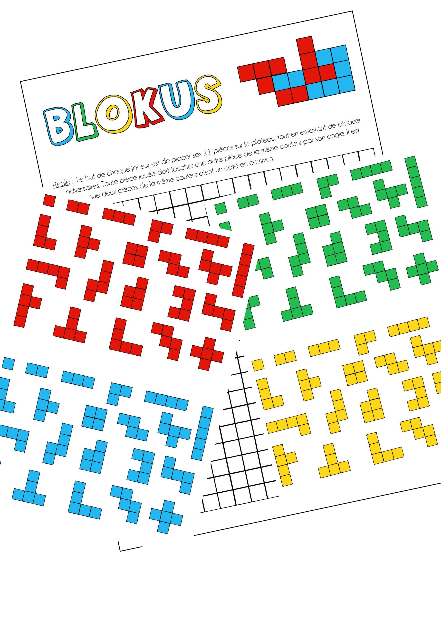 Le Jeu Blokus - Version Imprimable - | Jeux De Logique, Jeux pour Jeux Mathématiques Ce2 À Imprimer