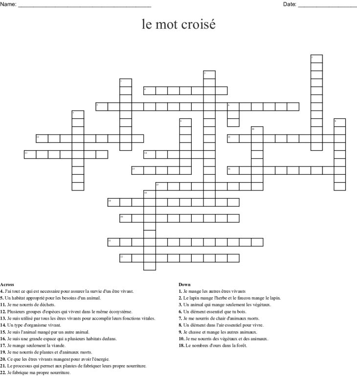 Le Mot Croisé Crossword – Wordmint encequiconcerne Un Mot Croisé