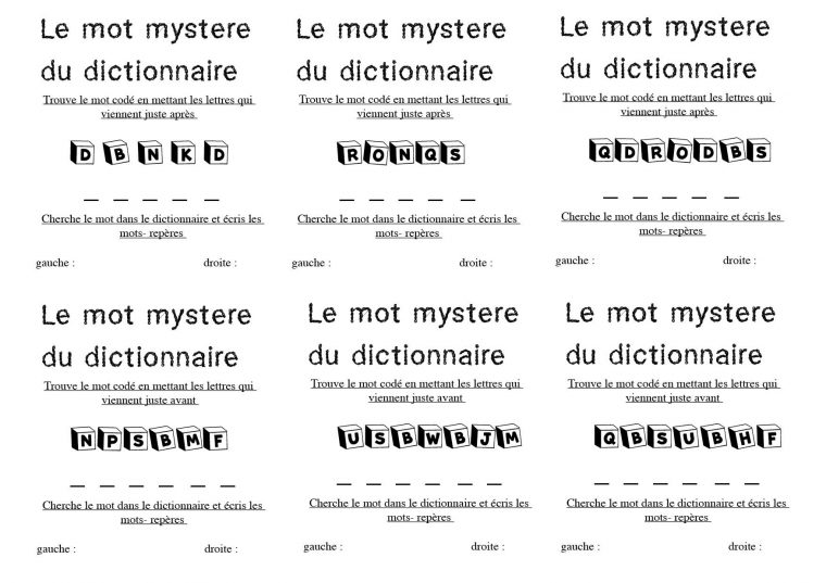 Le Mot Mystère Du Dictionnaire – La Classe De Calliplume dedans Mots Mystere