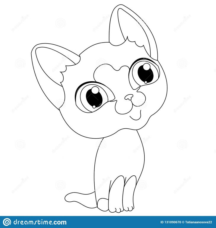 Le Petit Chat 6 Siamois Repose La Ligne De Dessin Blanche pour Coloriage De Chat En Ligne