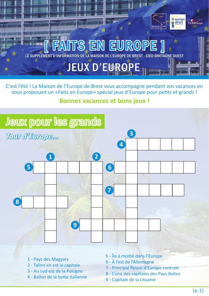 Le Supplément « Faits En Europe » Spécial Jeux D`europe avec Quiz Sur Les Capitales De L Union Européenne