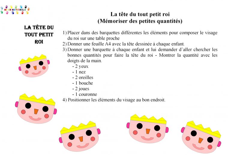 Le Tout Petit Roi : Jeu Du Visage (Numération Du 1 Et 2 serapportantà Exercice Toute Petite Section