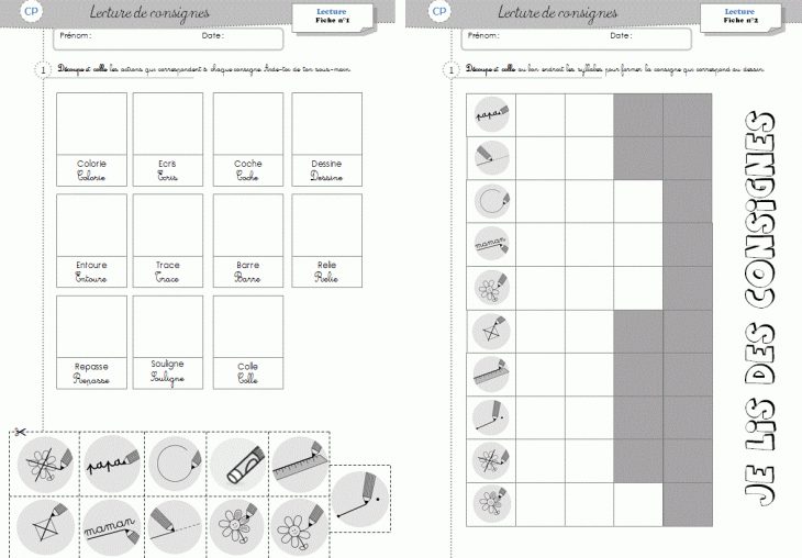 Lecture Cp – Les Consignes – Cycle 2 ~ Orphéecolecycle 2 tout Travaille De Cp A Imprimer