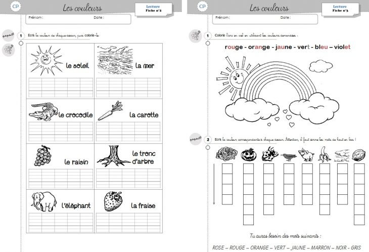 Lecture Cp – Les Couleurs – Cycle 2 ~ Orphéecolecycle 2 dedans Exercice Cp A Imprimer