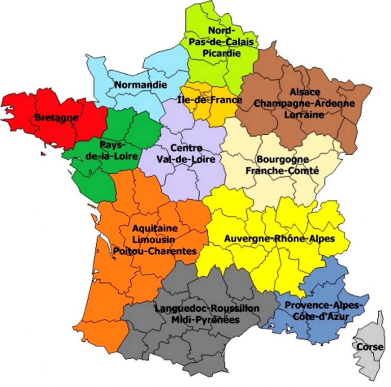 Les 13 Nouvelles Régions De France serapportantà Carte Des 22 Régions