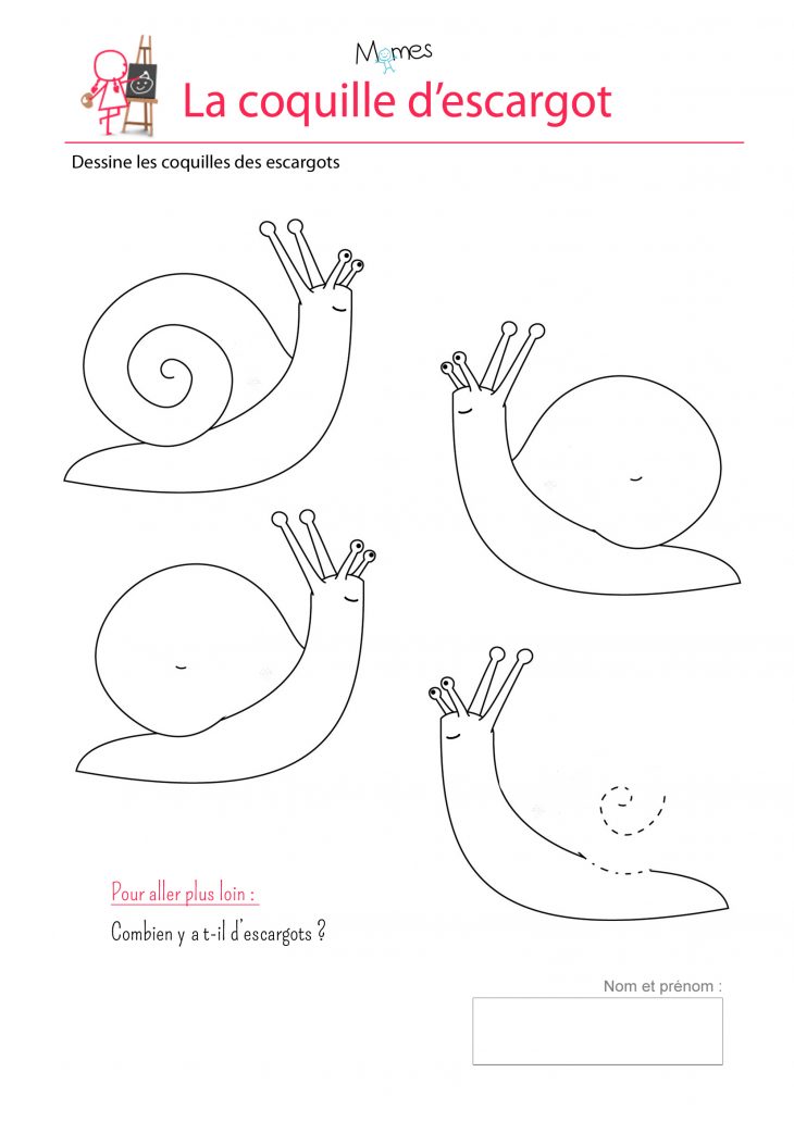 Les Coquilles D'escargots – Exercice Sur Les Spirales pour Apprendre À Dessiner En Maternelle