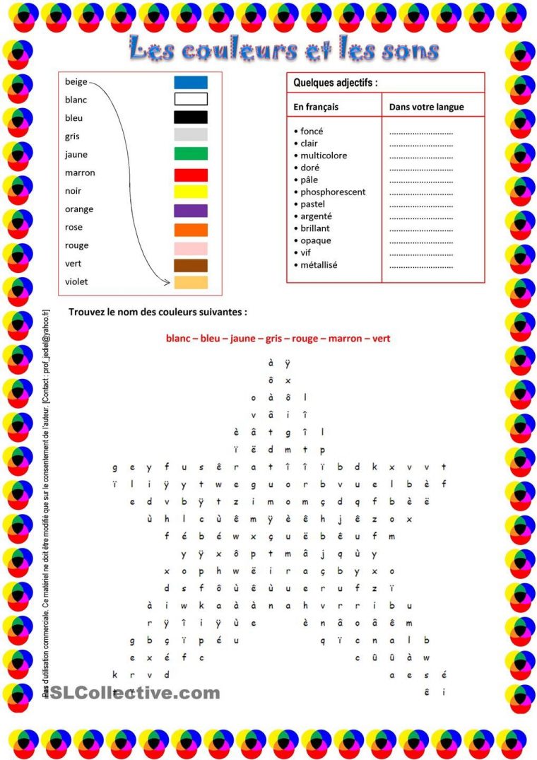 Les Couleurs Et Les Sons | L'enseignement Du Français, Les dedans Apprendre A Ecrire Le Francais Pour Debutant