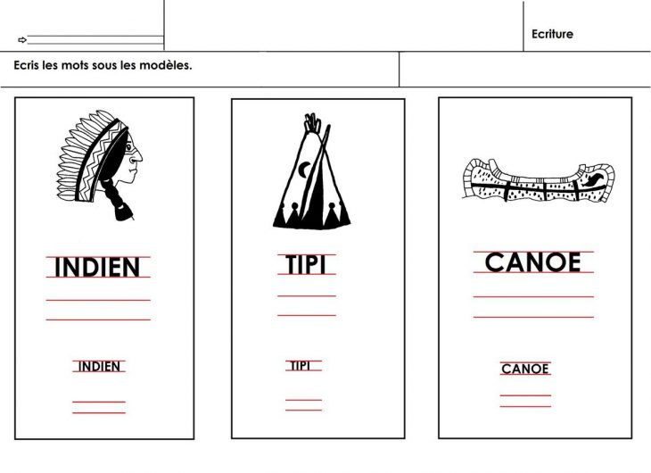 Les Indiens D'amérique, Écriture De Mots En Majuscules concernant Écrire Les Majuscules