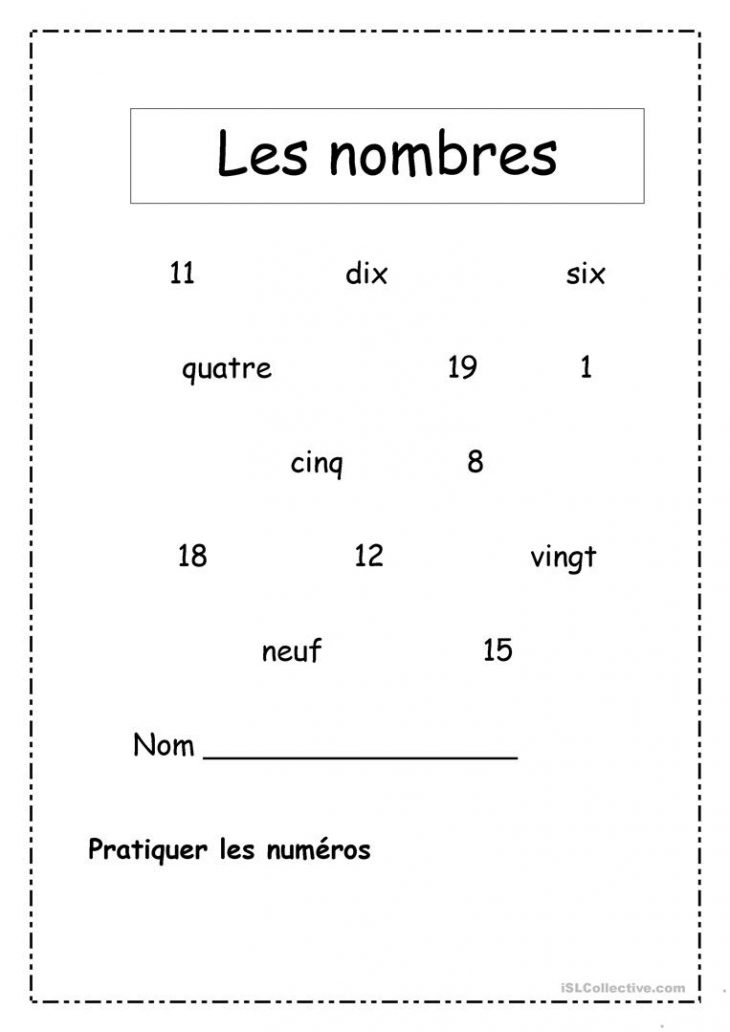 Les Nombres 1-20 – Français Fle Fiches Pedagogiques dedans Apprendre Les Chiffres En Français