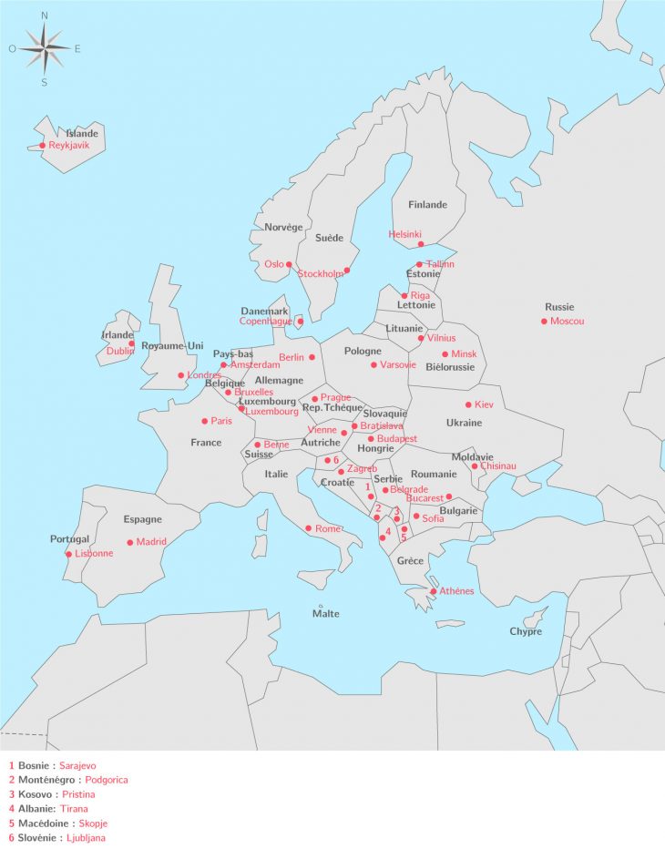 Les Pays Européens Et Leurs Capitales – 3E – Carte avec Quiz Sur Les Capitales De L Union Européenne