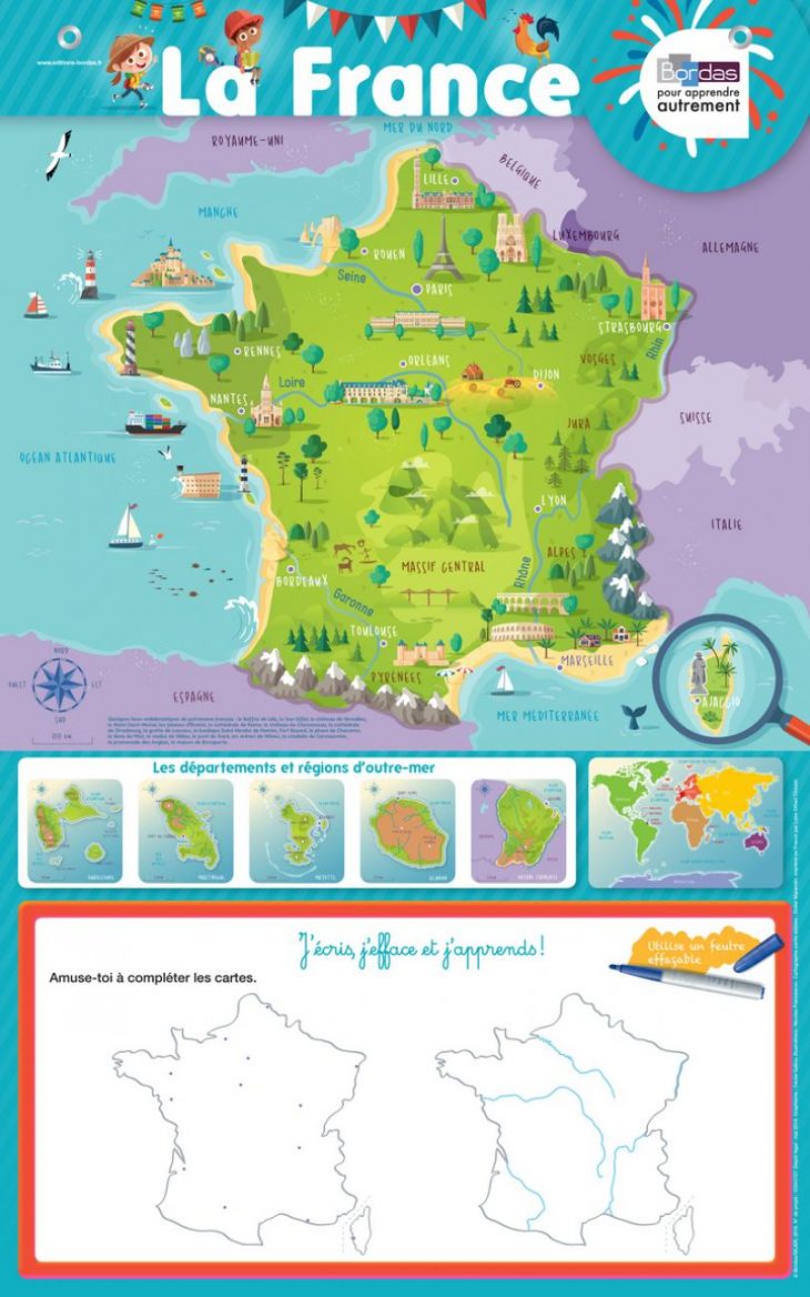 Les Posters-Ardoises – La France * Poster | Bordas Éditeur concernant Apprendre Carte De France