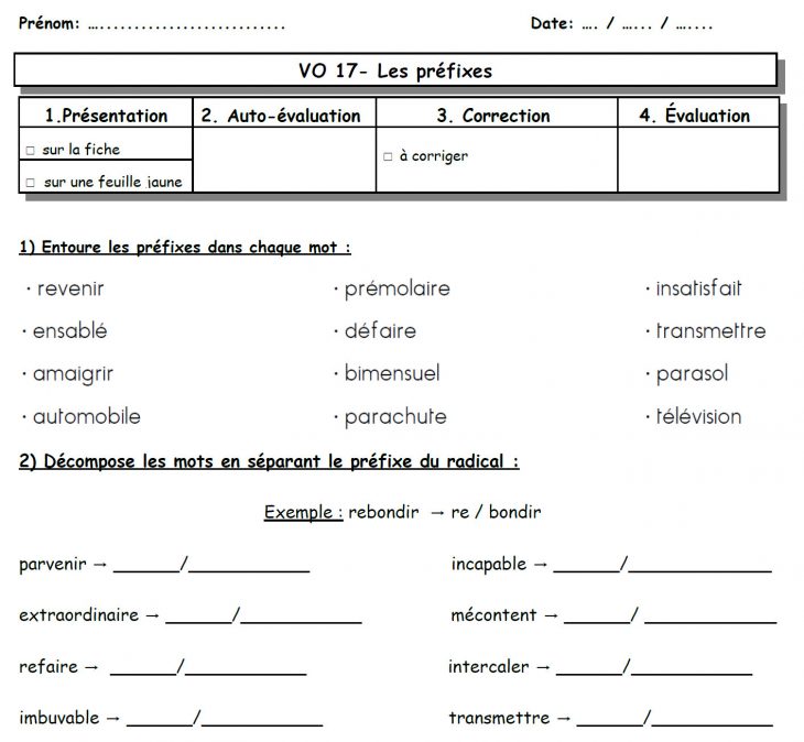 Les Préfixes – Les Ce2 De Mimi destiné Exercice De Ce2 Gratuit