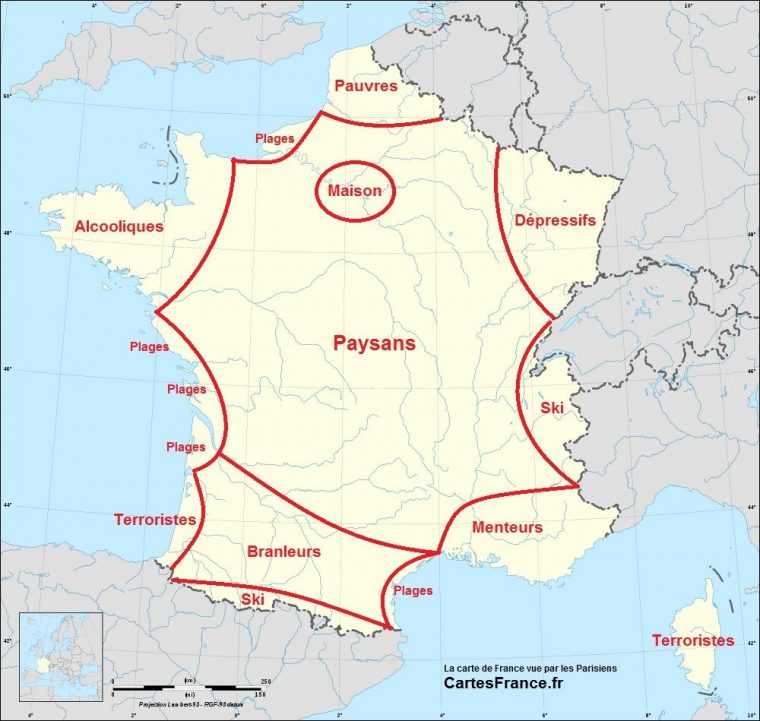 Les Régions Françaises Selon Les Parisiens, Toulousains Ou à La Carte De France Et Ses Régions