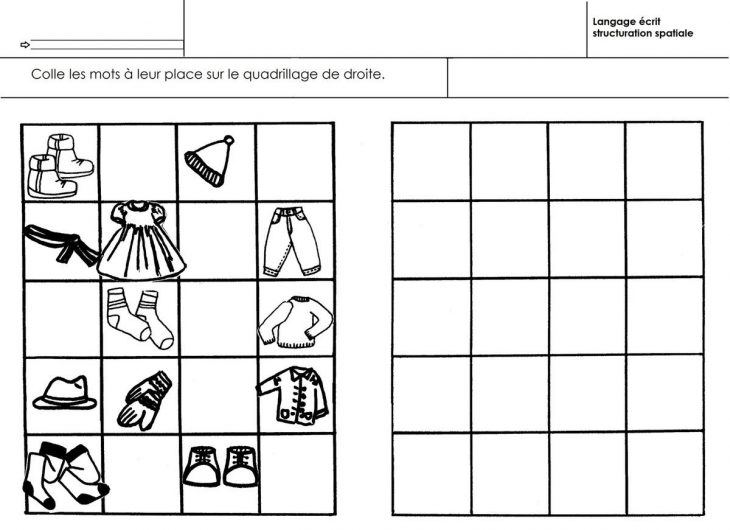 Les Vêtements, Synthèse Repérage Sur Quadrillage Et Langage encequiconcerne Quadrillage Moyenne Section