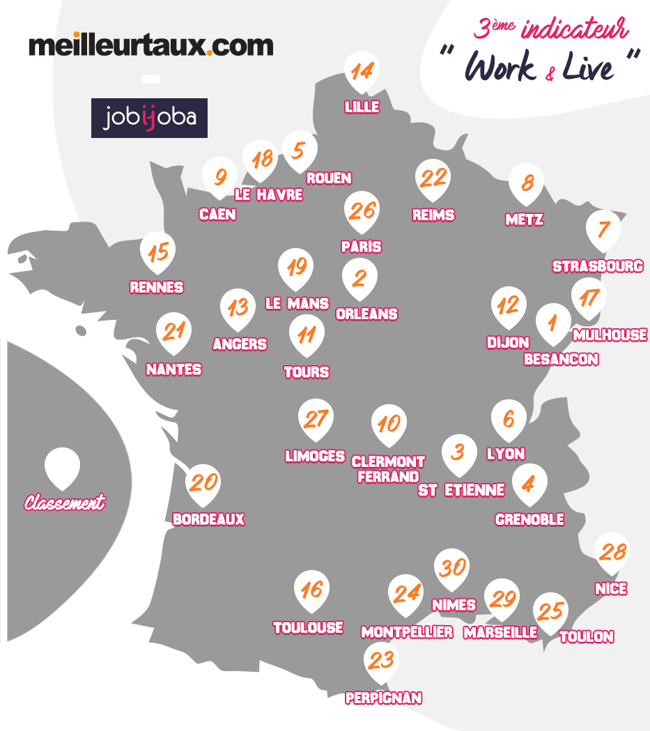 Les Villes Les Plus Favorables Pour Trouver Job Et Logement à Carte De La France Avec Les Grandes Villes 
