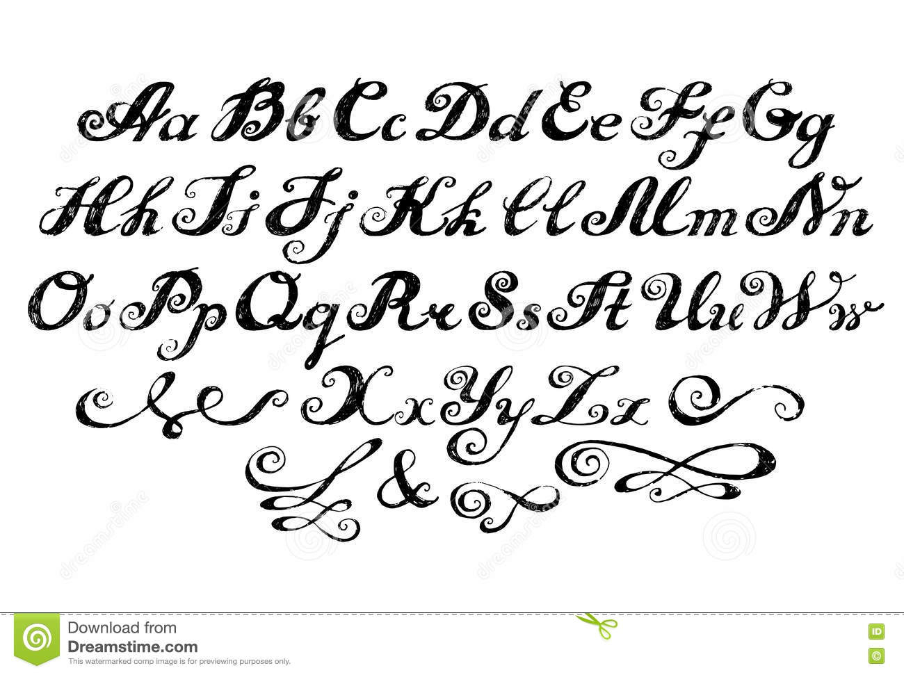 Lettrage Composé Par Alphabet De Calligraphie Illustration à Modele Calligraphie Alphabet Gratuit