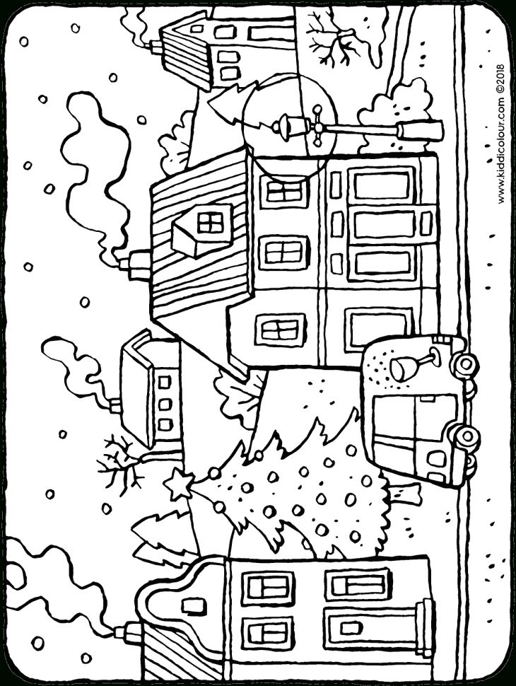 L'hiver Dans Un Village – Kiddicoloriage à Coloriage Village De Noel