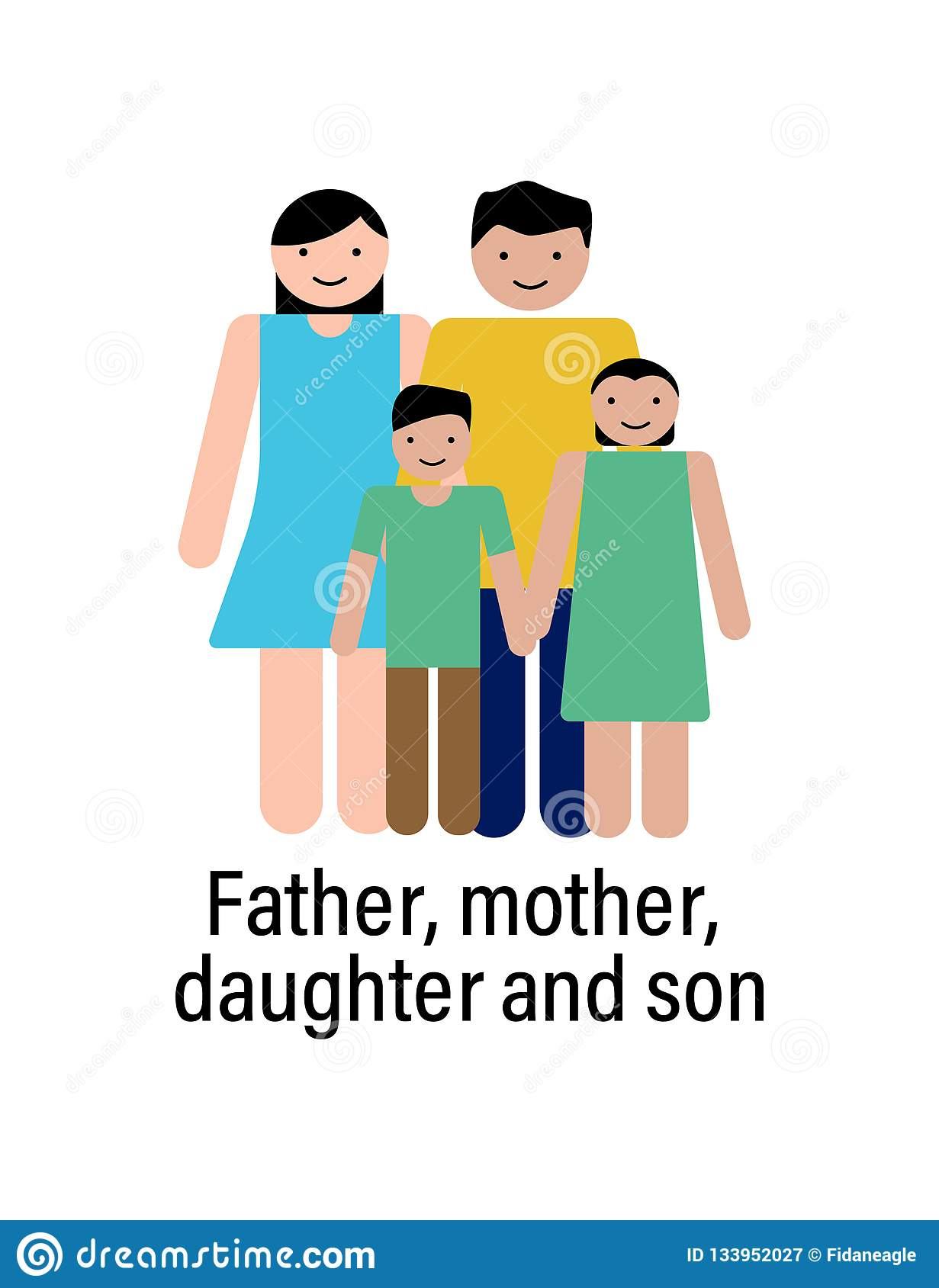 L'icône De Père, De Mère, De Fille Et De Fils Peut Être tout Ux De Fille