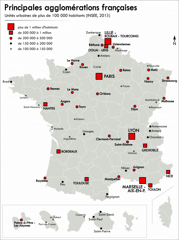 Liste Des Unités Urbaines De France — Wikipédia concernant Carte France Principales Villes