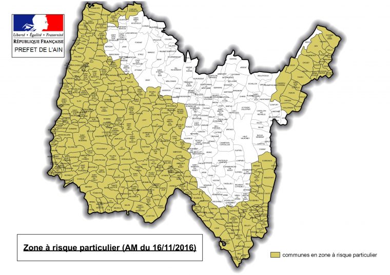 Liste Et Carte Des Communes De L'ain Classées En Zone À à Carte De Departement A Imprimer