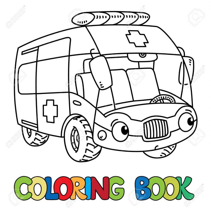 Livre De Coloriage Voiture Ambulance Pour Les Enfants. Petit Véhicule  Mignon Vecteur Drôle Avec Les Yeux Et La Bouche. Livre De Coloriage.  Enfants serapportantà Coloriage Vehicule