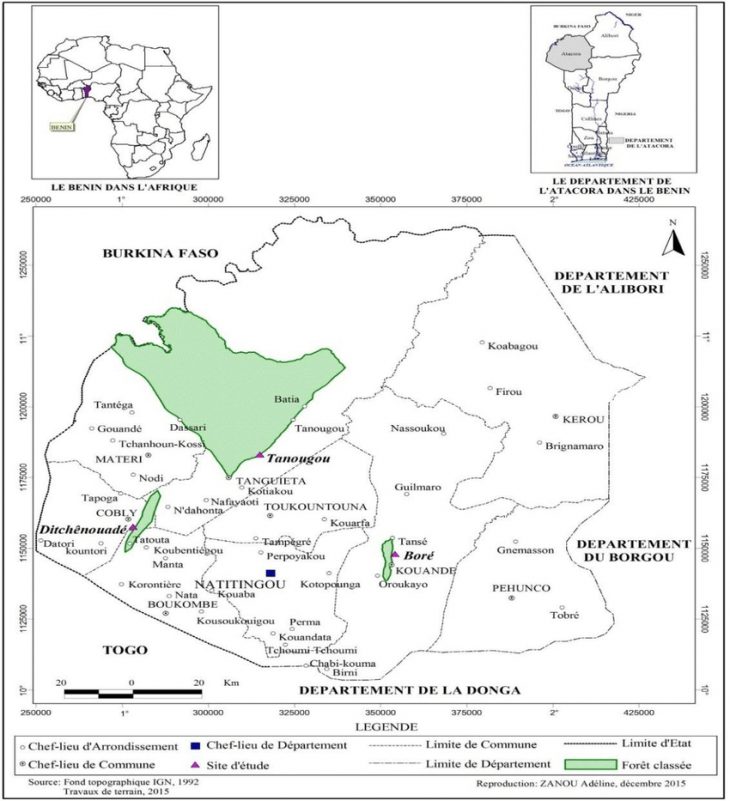 Localisation Des Sites D'étude Dans Le Département De L à Departement Et Chef Lieu