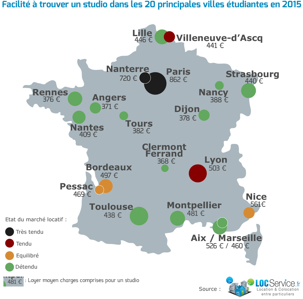 Logement Étudiant : La Tension Locative Analysée Dans Les 20 dedans Carte France Principales Villes