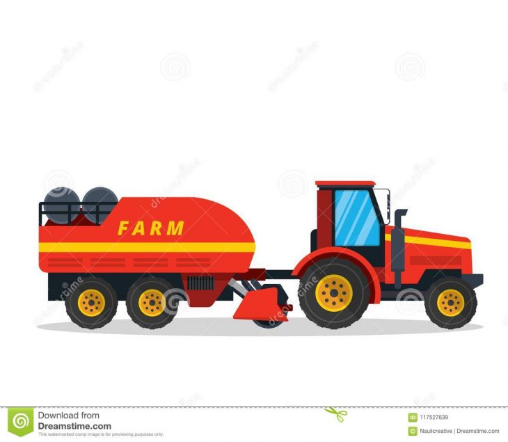 Longue Illustration De Véhicule De Ferme D'agriculture De dedans Jeux Gratuit Tracteur A La Ferme