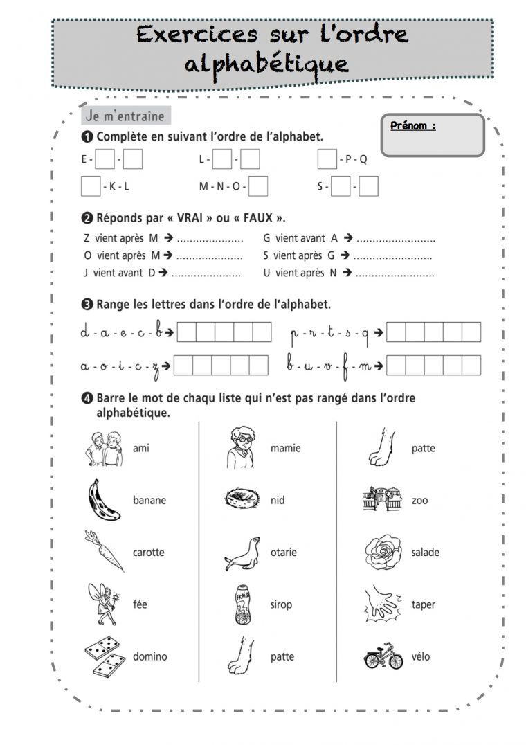 L'ordre Alphabétique – La Classe De Luccia ! encequiconcerne Exercice Sur L Alphabet