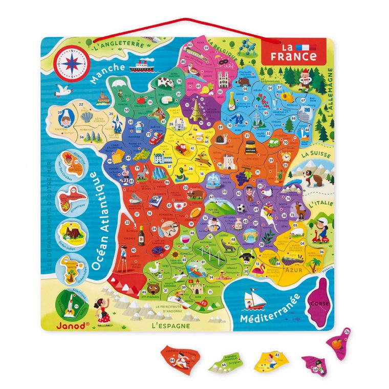 Magnetic France Map 93 Pieces – French (Wood) concernant Map De France Regions