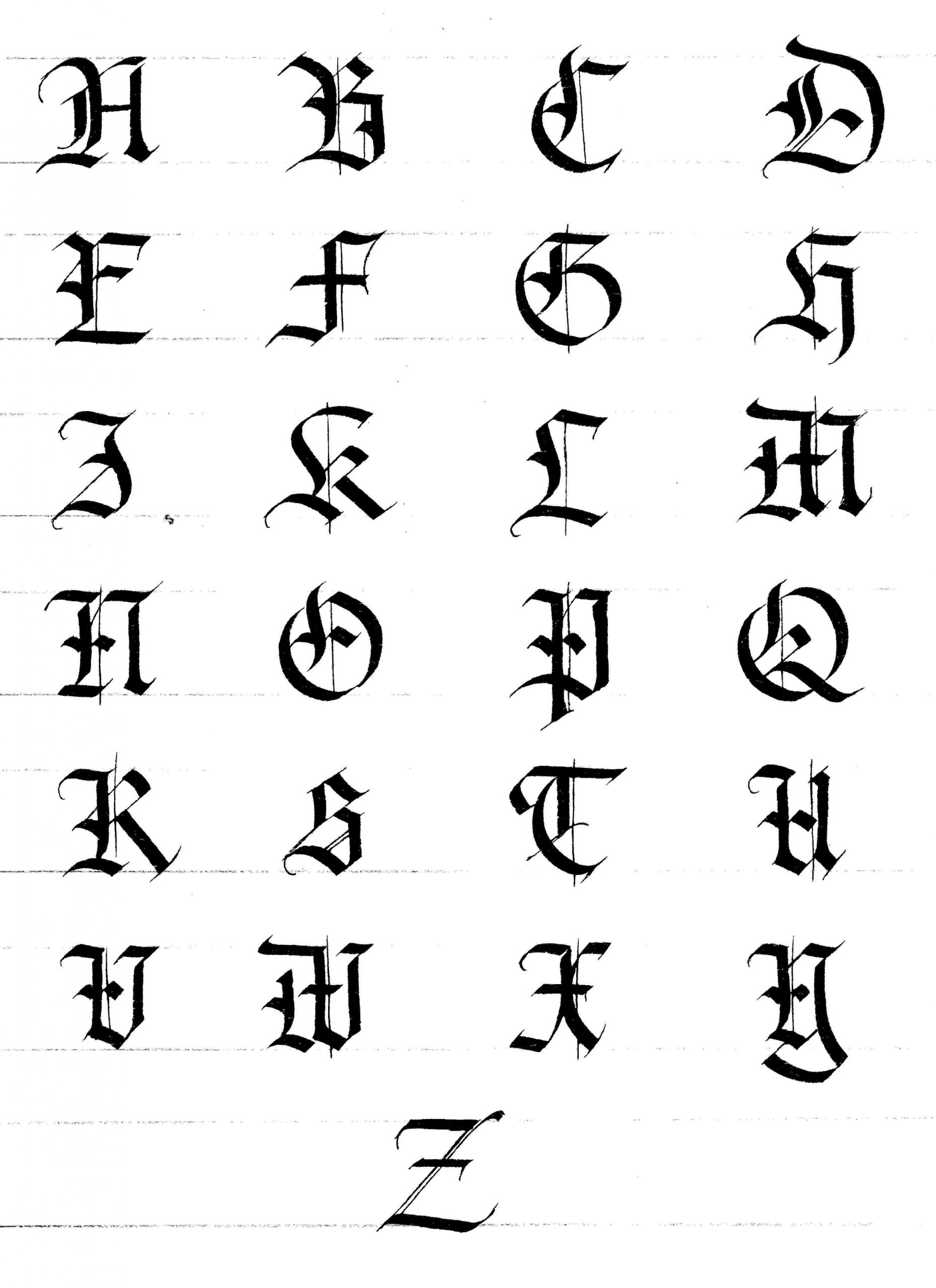 Majuscules Textura | Script Lettering, Calligraphy Alphabet destiné Majuscule Script
