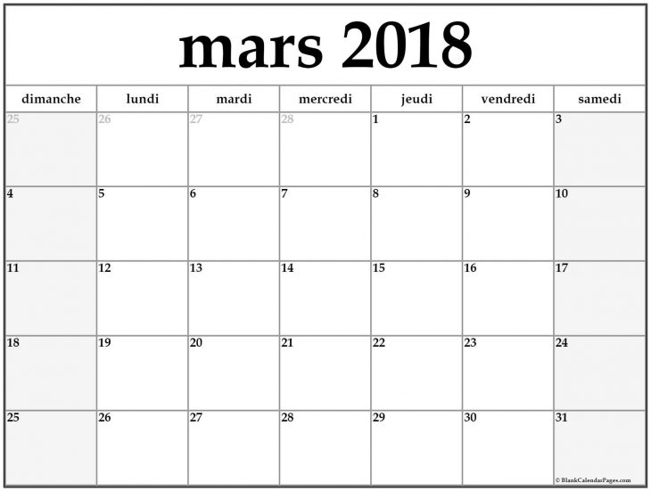 Mars 2018 Calendrier Imprimable | Calendrier Gratuit serapportantà Calendrier Mars 2018 À Imprimer