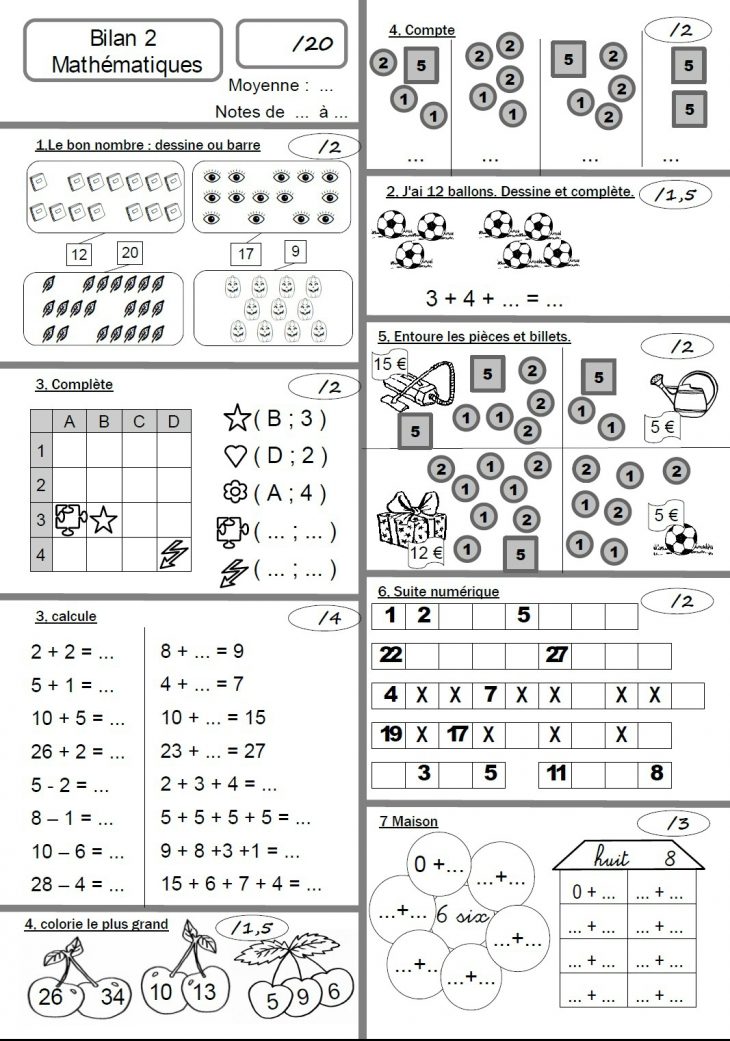 Maths Cp Contrôles – Le Tableau Blanc avec Exercice De Math A Imprimer