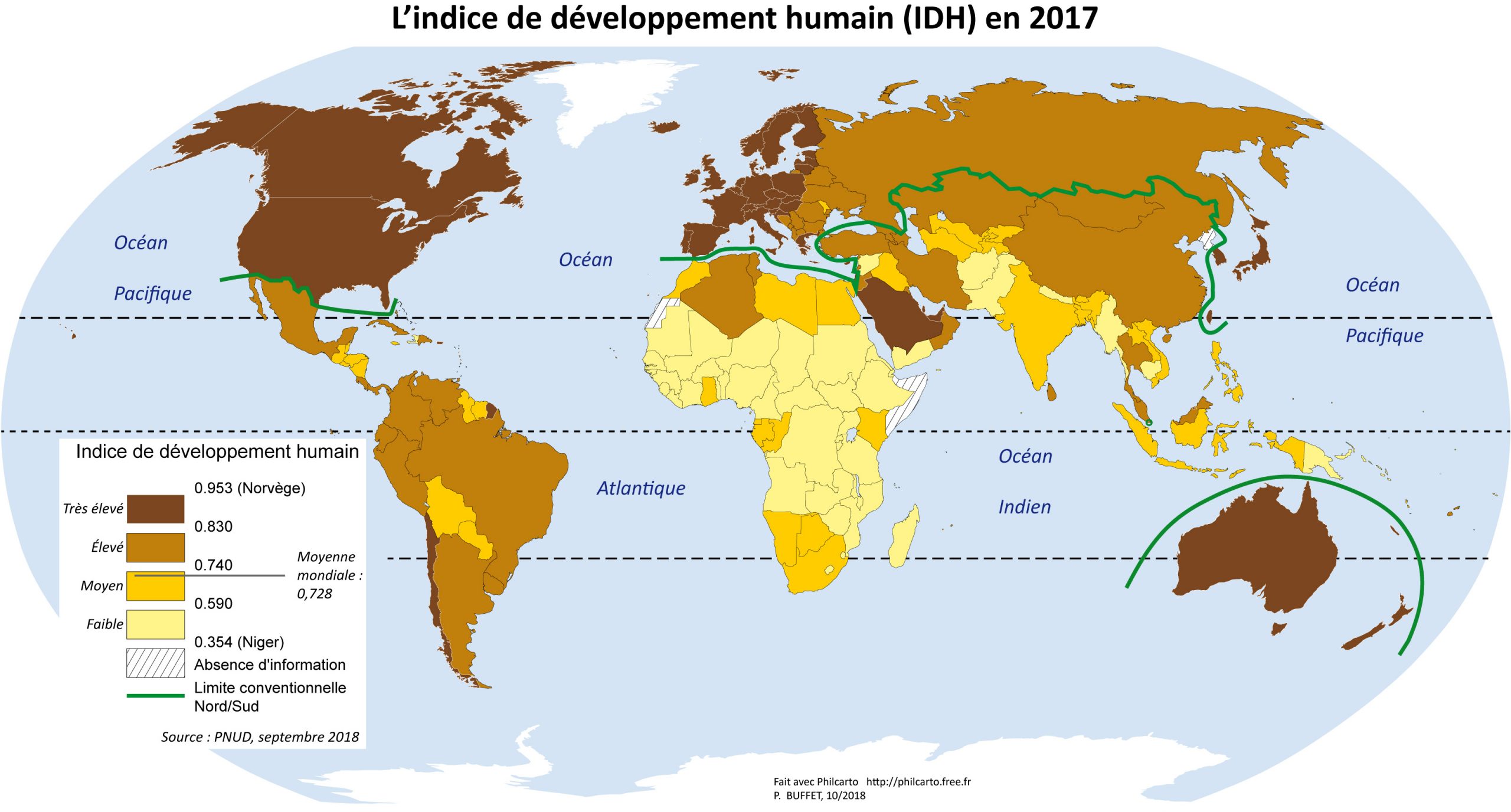 Mesurer Le Développement : La Carte De L'idh 2017 - Cartolycée pour Carte Du Monde À Compléter En Ligne