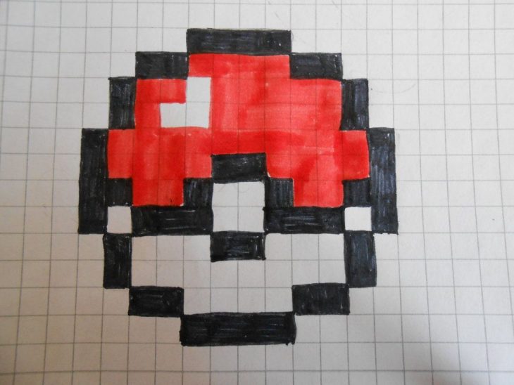 Minecraft Pokeball Pixel Art Grid : Crafts | Pixel Art concernant Pixel Art Fraise