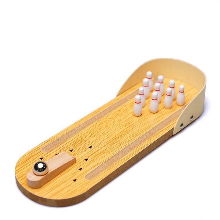 Mini Bowling Game, Mini Wooden Desktop Bowling Game Mini intérieur Bowling Pour Enfant