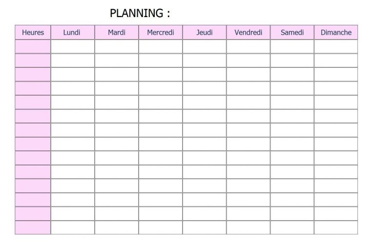 Modele Planning Gratuit Semaine | Planning Gratuit, Modele tout Calendrier De La Semaine À Imprimer