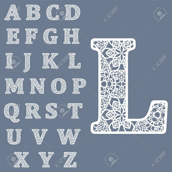 Modèles Pour Découpage De Lettres. Alphabet Anglais Complet. Peut Être  Utilisé Pour La Découpe Au Laser. Lettres De Dentelle De Fantaisie. intérieur Découper En Anglais