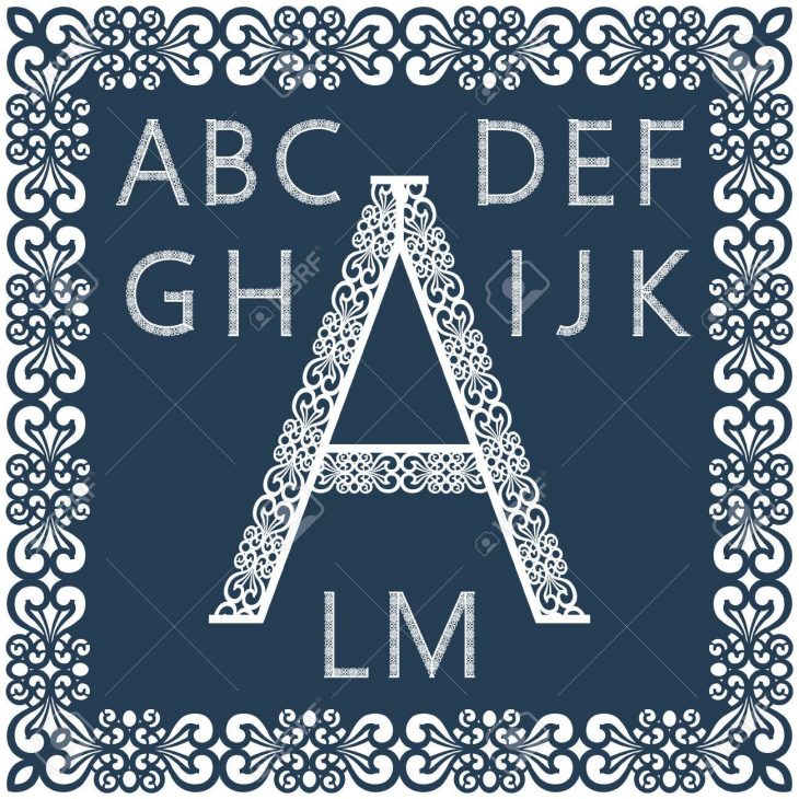 Modèles Pour Découper Des Lettres. Alphabet Anglais Complet. Peut Être  Utilisé Pour La Découpe Au Laser. Lettres Fantaisie En Dentelle. Police  Isolé à Découper En Anglais