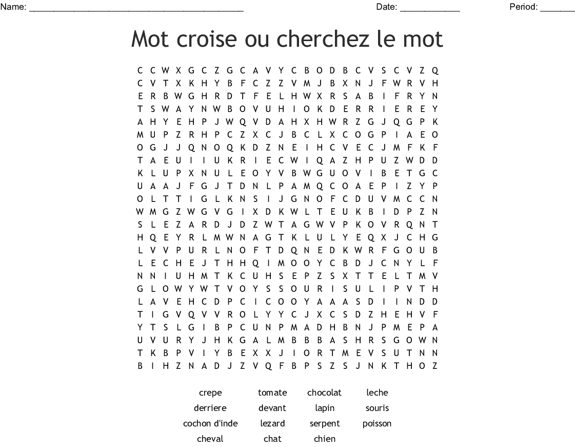 Mot Croise Ou Cherchez Le Mot Word Search - Wordmint serapportantà Un Mot Croisé 