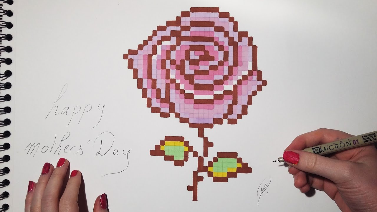 Mothers&amp;#039; Day - Rose Drawing (Pixel Art) dedans Pixel Art Flamant Rose 