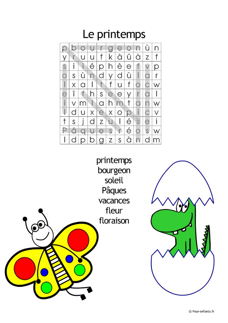 Mots Cachés De Pâques : Le Printemps | Une Grille De Mots encequiconcerne Mots Mélés Imprimer Pdf