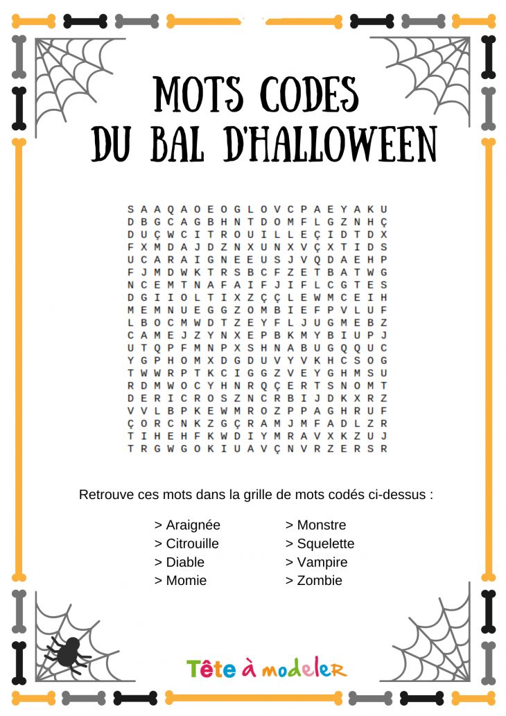 Mots Codés Halloween #1 – Un Jeu À Imprimer De Tête À Modeler intérieur Mots Codés À Imprimer