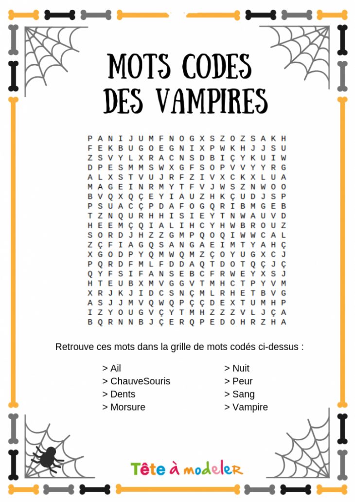 Mots Codés Halloween #4 – Un Jeu À Imprimer De Tête À Modeler intérieur Mots Codés À Imprimer