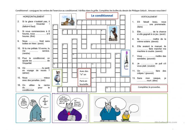 Mots Croisés Du Conditionnel – Français Fle Fiches Pedagogiques concernant Mots Cachés Gratuits À Télécharger