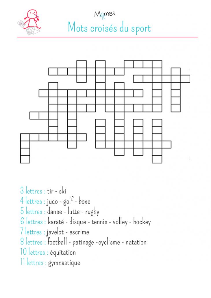 Mots Croisés Du Sport – Momes destiné Jeux Mots Croisés Facile