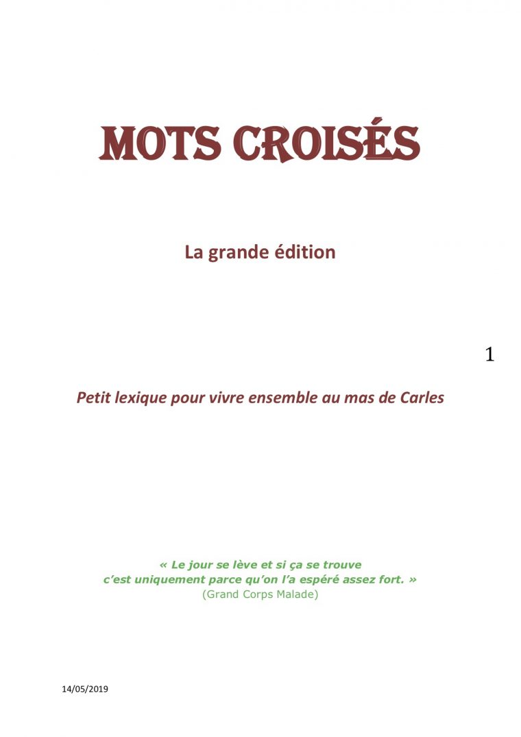 Mots Croisés – Mas De Carles destiné Grand Ensemble Mots Croisés